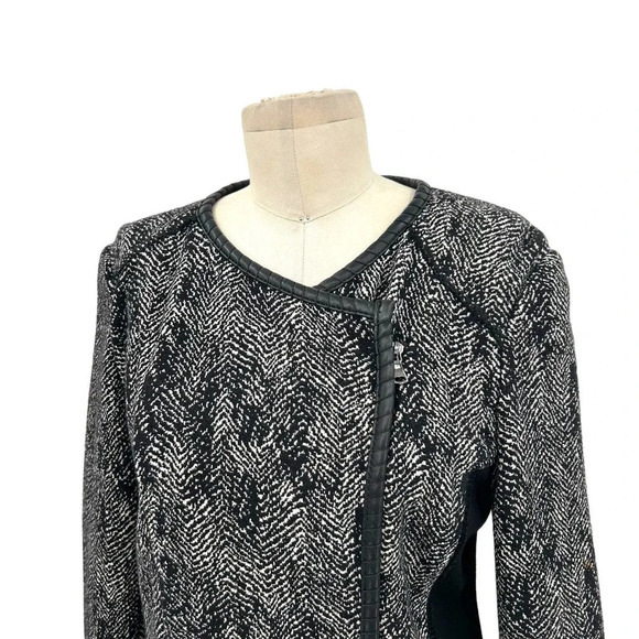 Kobi Halperin Black Gray Zip Up Knit Moto Blazer Jacket Wool Blend Size 10 - Picture 2 of 9